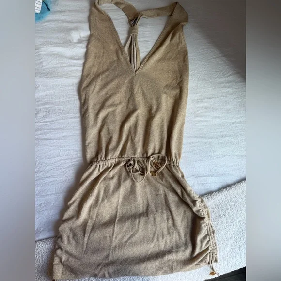 Luli Fama Beige Halter Swim Coverup Dress - Picture 4 of 6